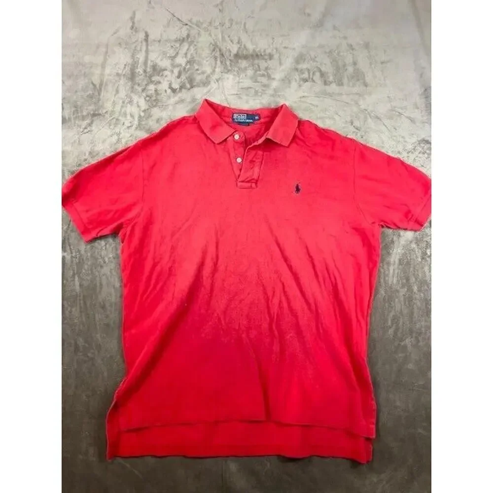 Polo Ralph Lauren Shirt Men's XL RED Collared Short Sleeve Polo Custom‎ Fit